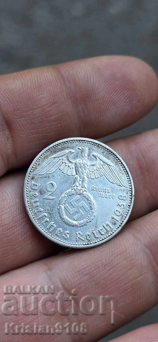 2 райхсмарки от Германия 1938