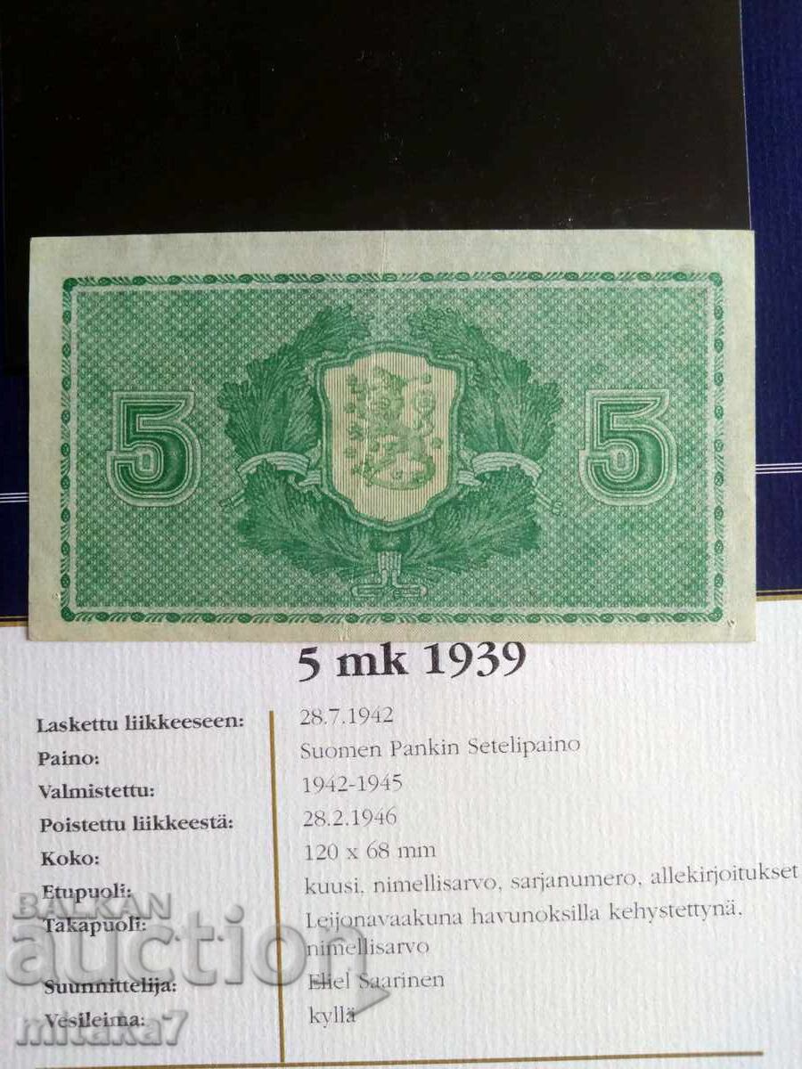 Аукцион 5 марккаа 1939 година, Финландия