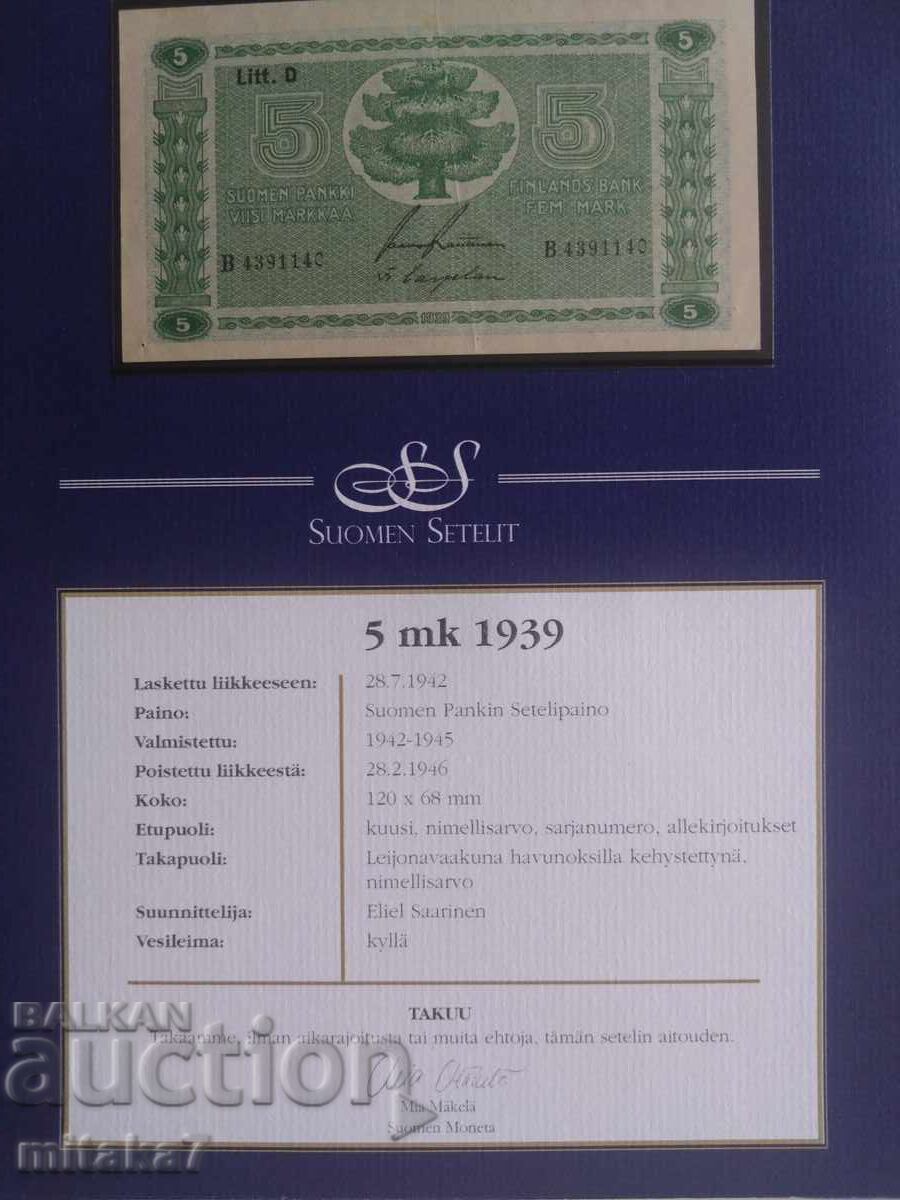 5 марккаа 1939 година, Финландия