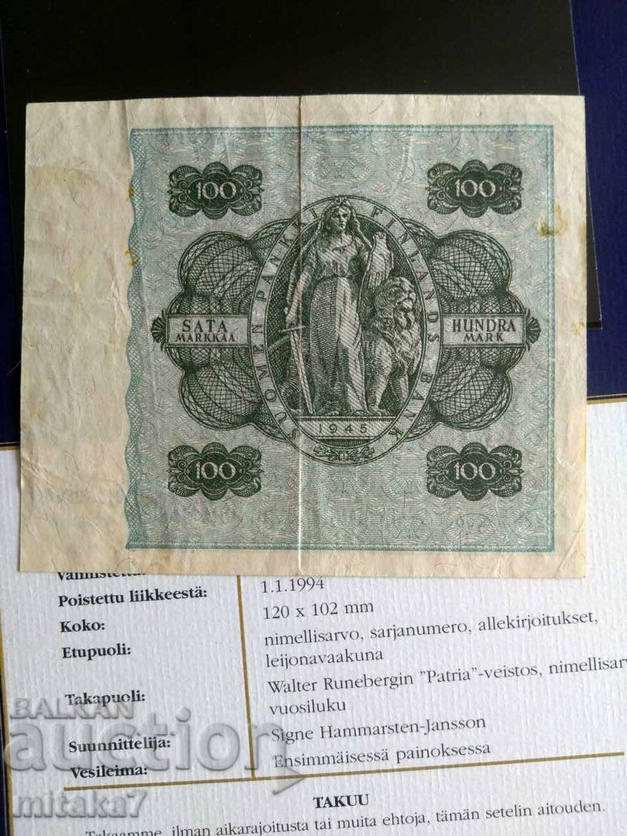 Licitație 100 marcci 1945, Finlanda