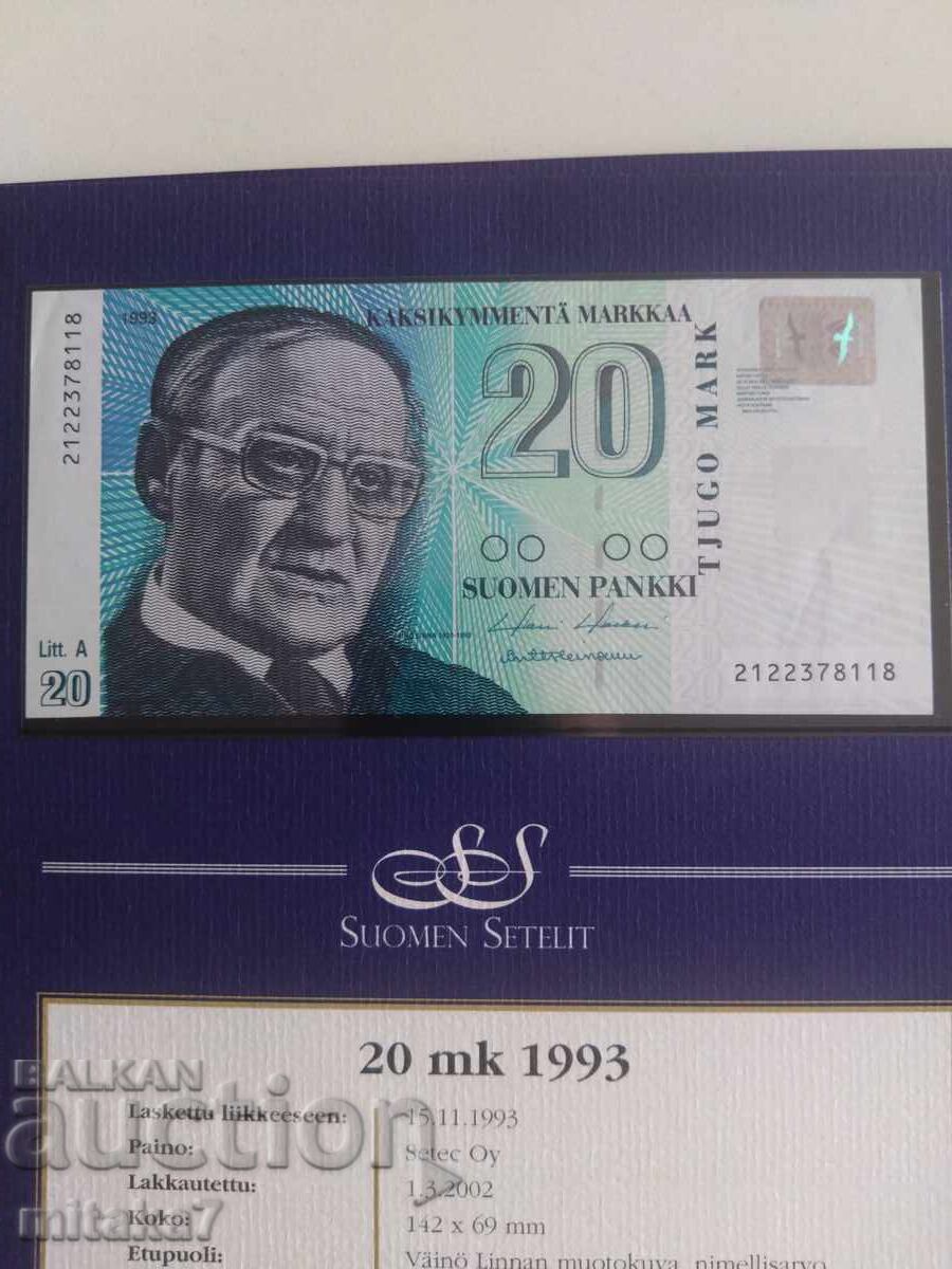 20 markkaa 1993, Finland with price € 8.40 | 16.43 BGN