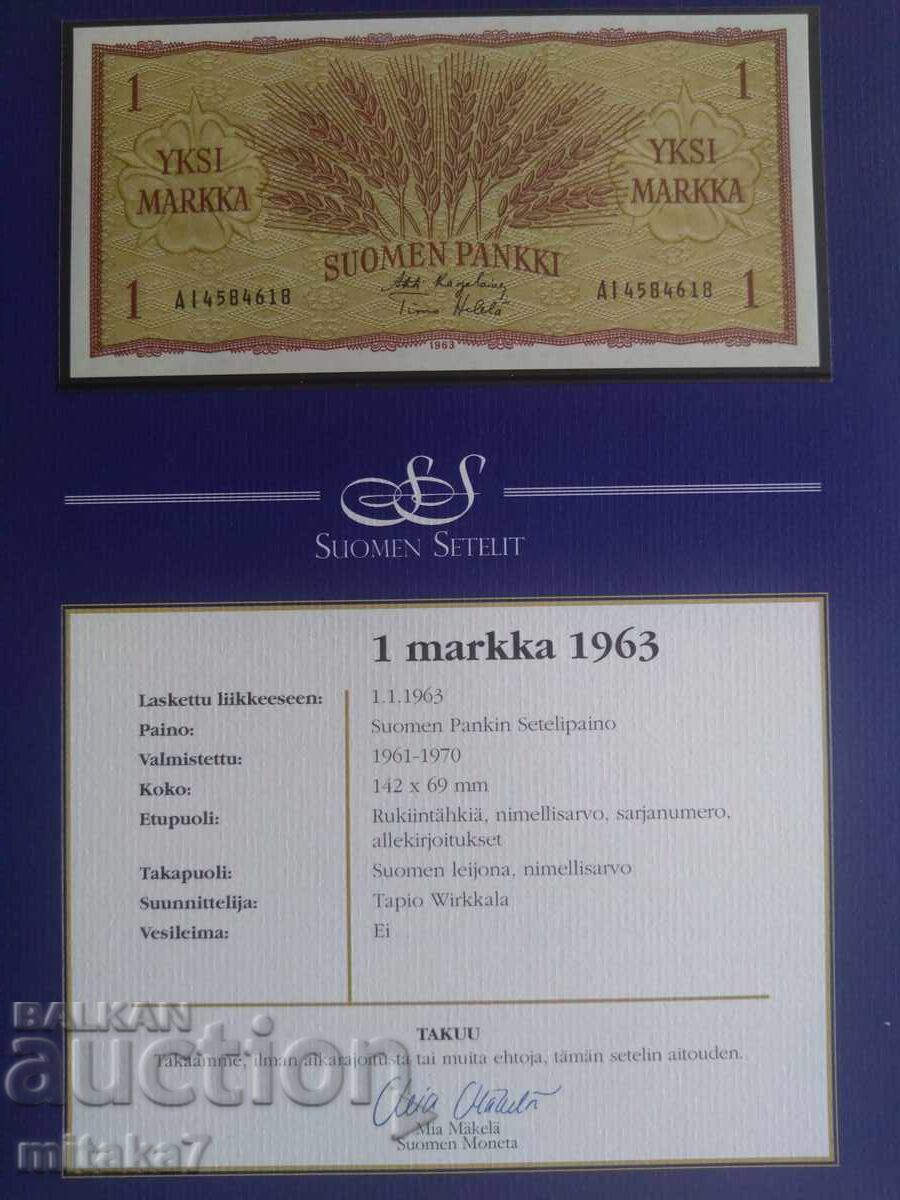 1 marcă 1963, Finlanda