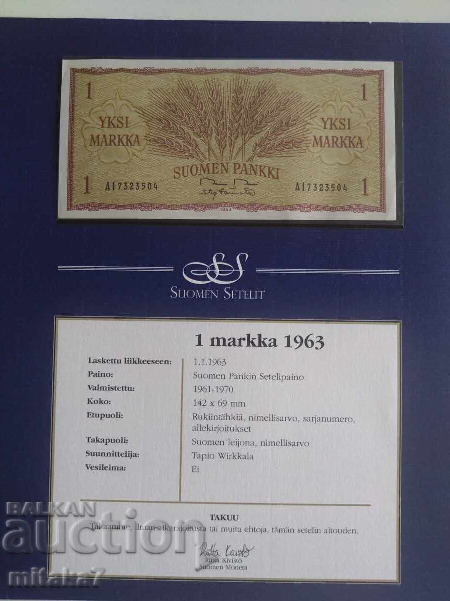 1 marcă 1963, Finlanda