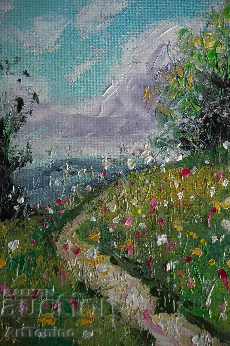 Licitație Pictură în ulei - peisaj - Undeva prin munții Pirin - A. Iordanov