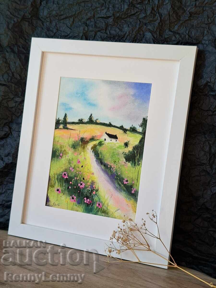Licitație Vară, tablou pastel, original