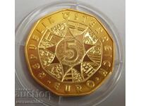 Austria 5 euro 2010 silver 800/1000 purity with gilding, 10 grams