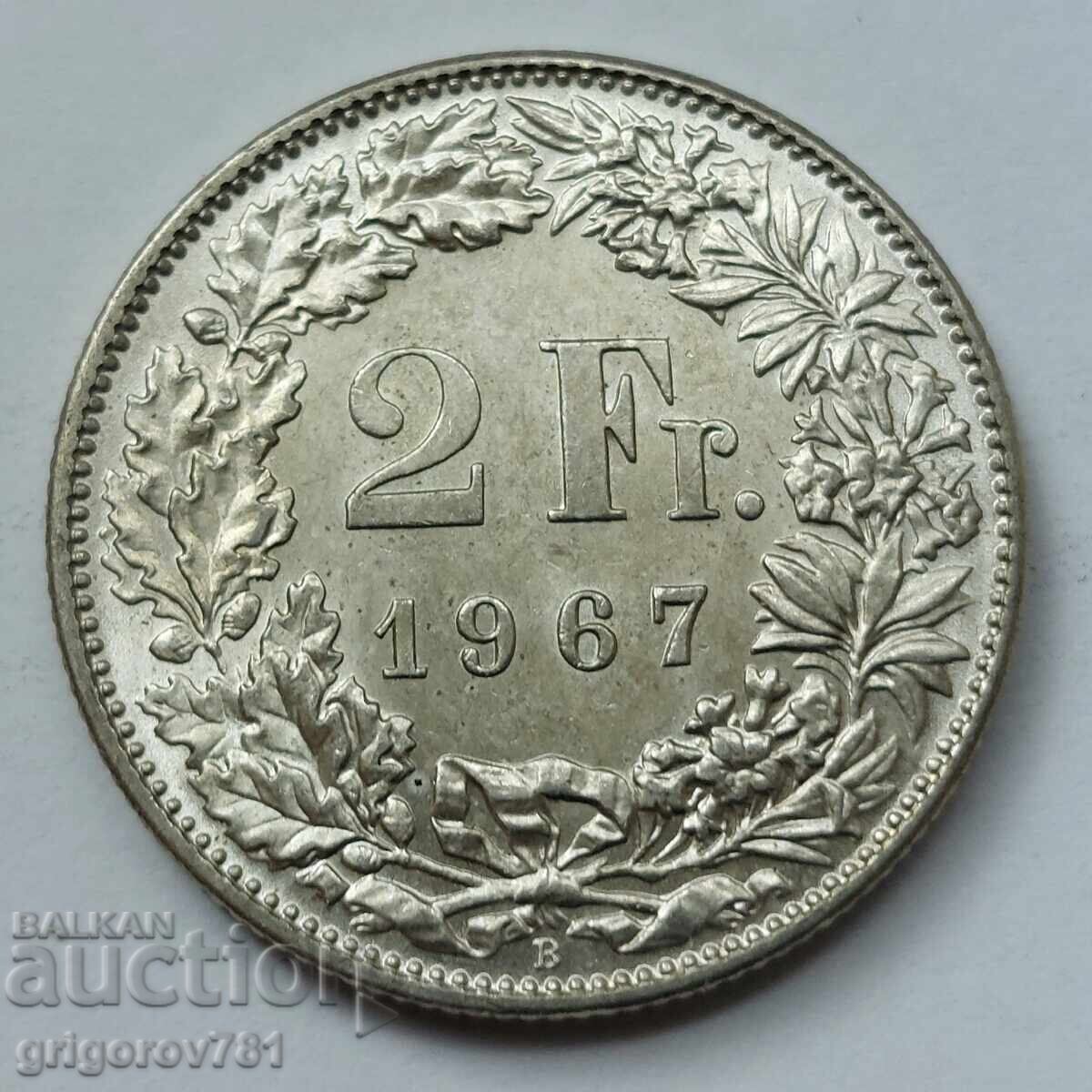 2 franci argint Elveția 1967 B - monedă de argint #1