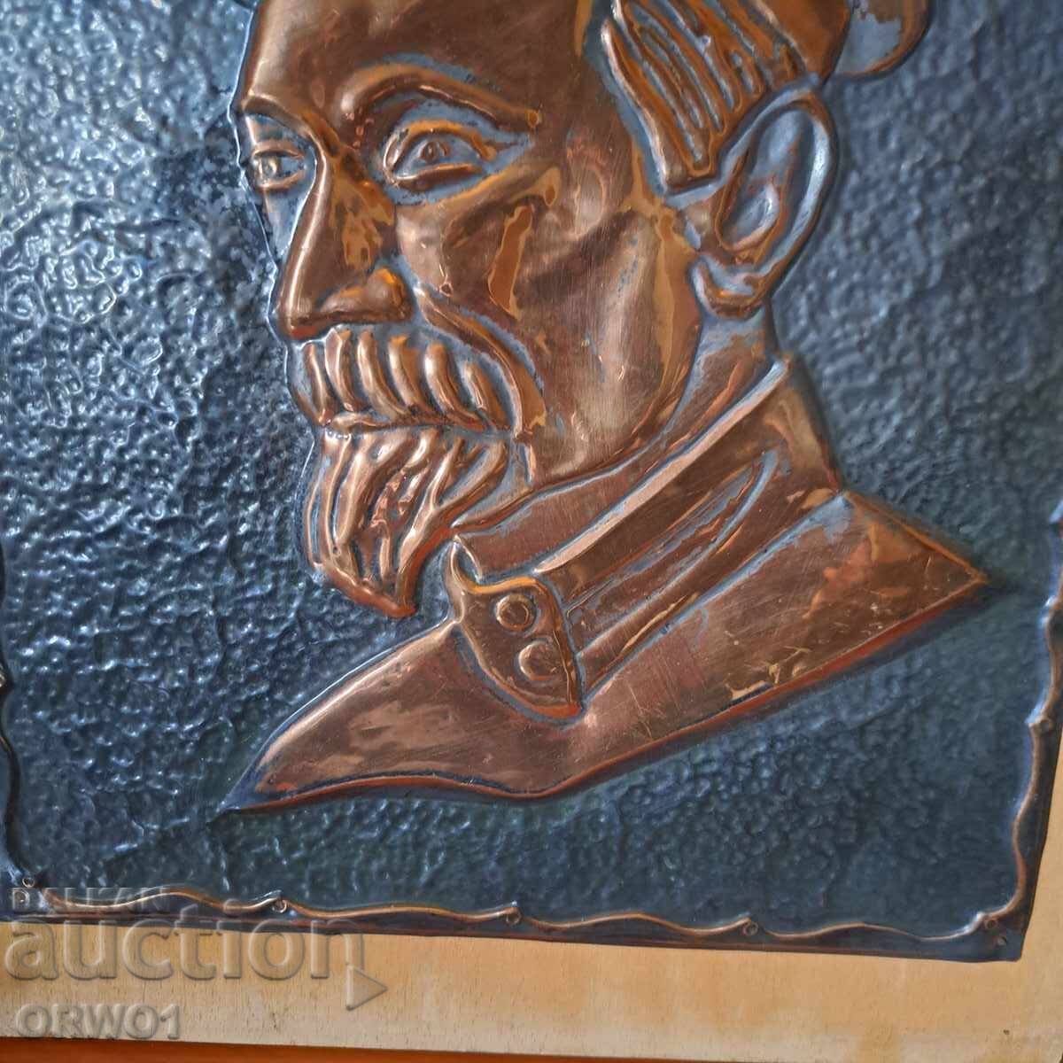 Livrarea Basorelief Dzerjinski din cupru, portret mare de perete, tablou