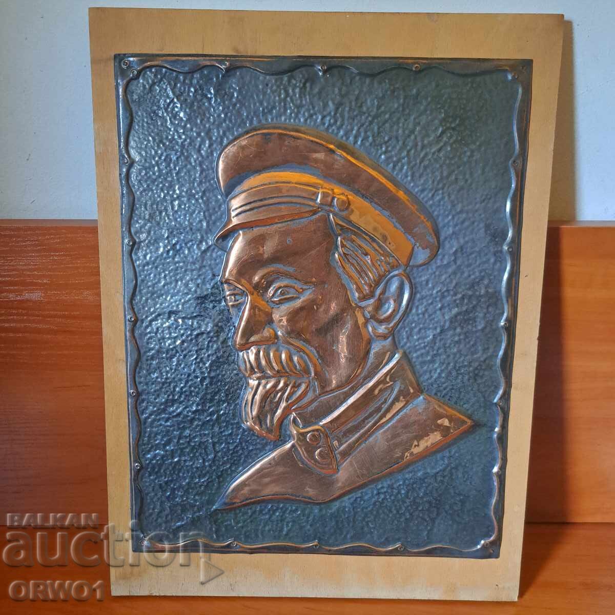 Basorelief Dzerjinski din cupru, portret mare de perete, tablou