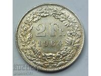 2 francs silver Switzerland 1964 B - silver coin #3