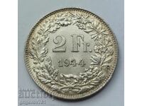 2 франка сребро Швейцария 1944 В - сребърна монета #4