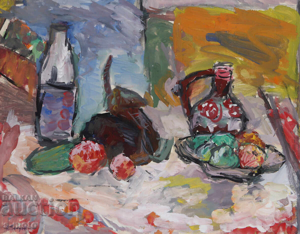 Petar Petrov tablou tempera natură statică Petar Petrov tablou tempera natură statică