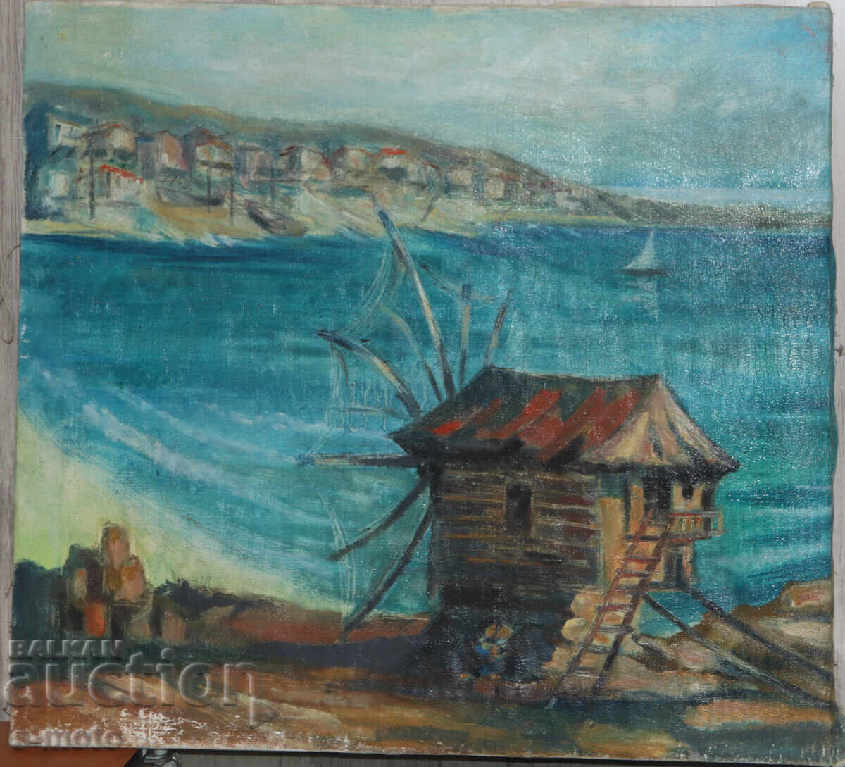Pictură în ulei I. Marinov peisaj marin cu preț € 250.00 | 488.96 BGN