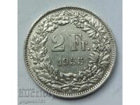 2 francs silver Switzerland 1955 B - silver coin #8