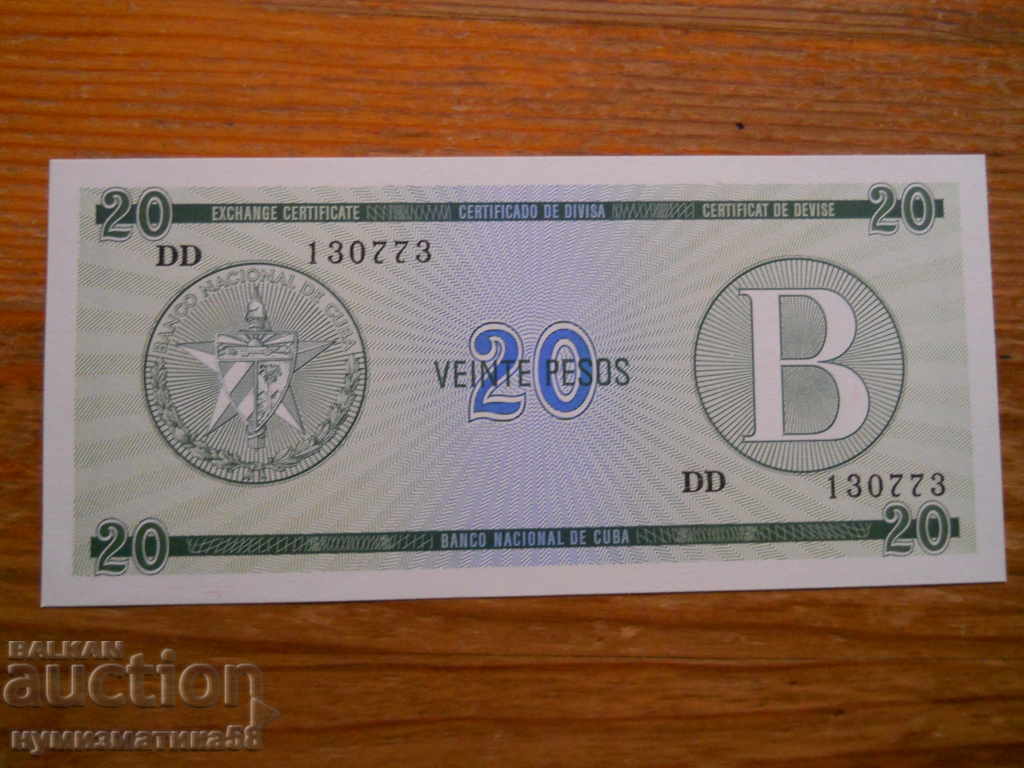 20 pesos 1985 g - pentru turiști străini - Cuba (UNC) 20 pesos 1985 g - pentru turiști străini - Cuba (UNC)