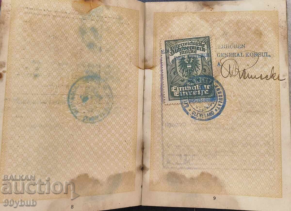 Licitație Pașaport vechi Regatul Bulgariei cu timbre consulare
