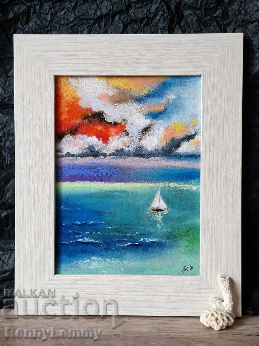 Înainte de furtună, pictură pastel, original