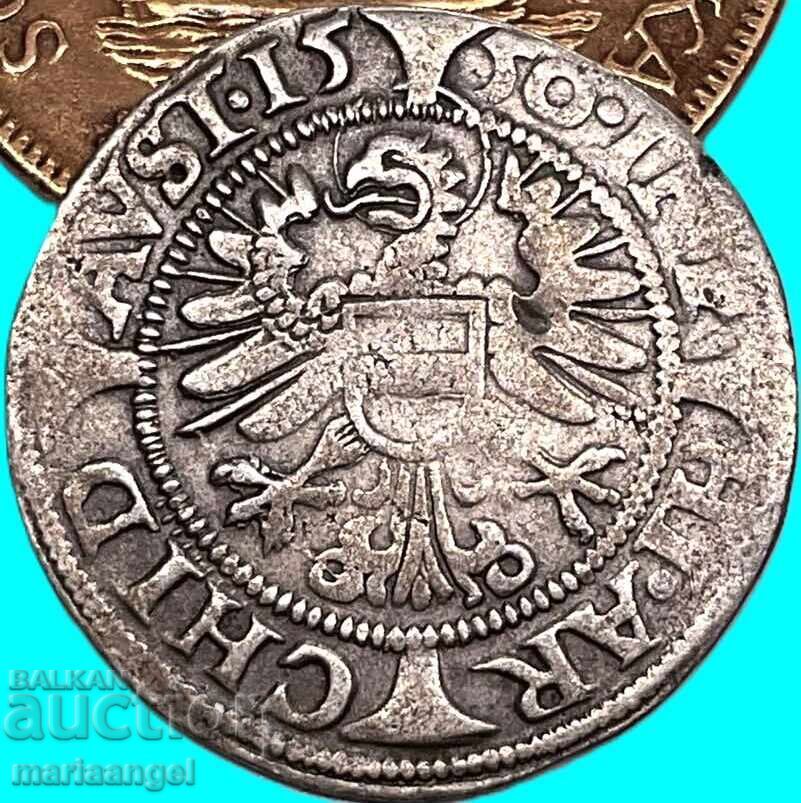 3 kreuzeri 1550 Austria Ferdinand I Viena Vultur cu un cap