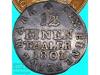 1/12 Thaler 1801 Germany Saxony Frederick Augustus III silver