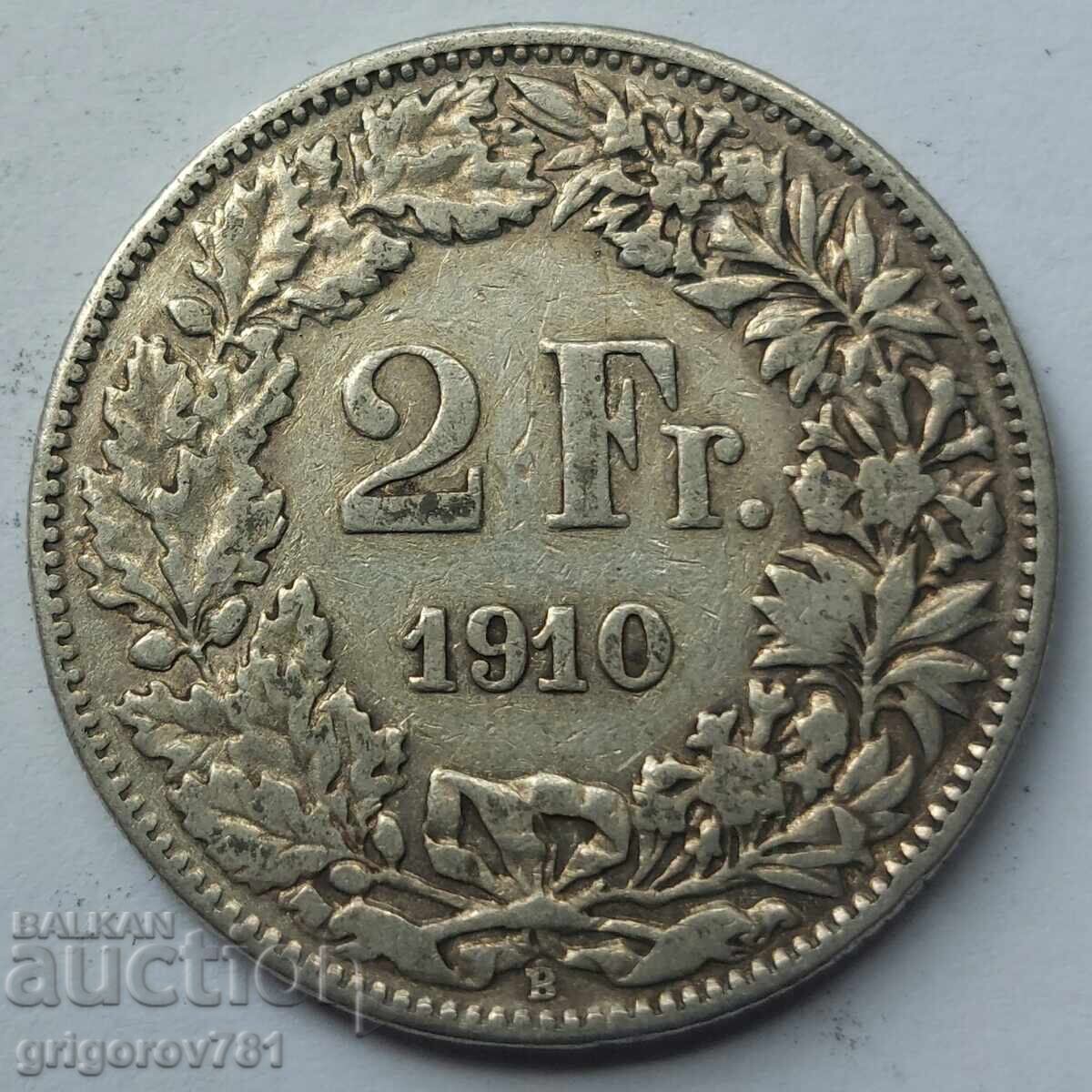 2 franci argint Elveția 1910 B - monedă de argint #10 2 franci argint Elveția 1910 B - monedă de argint #10