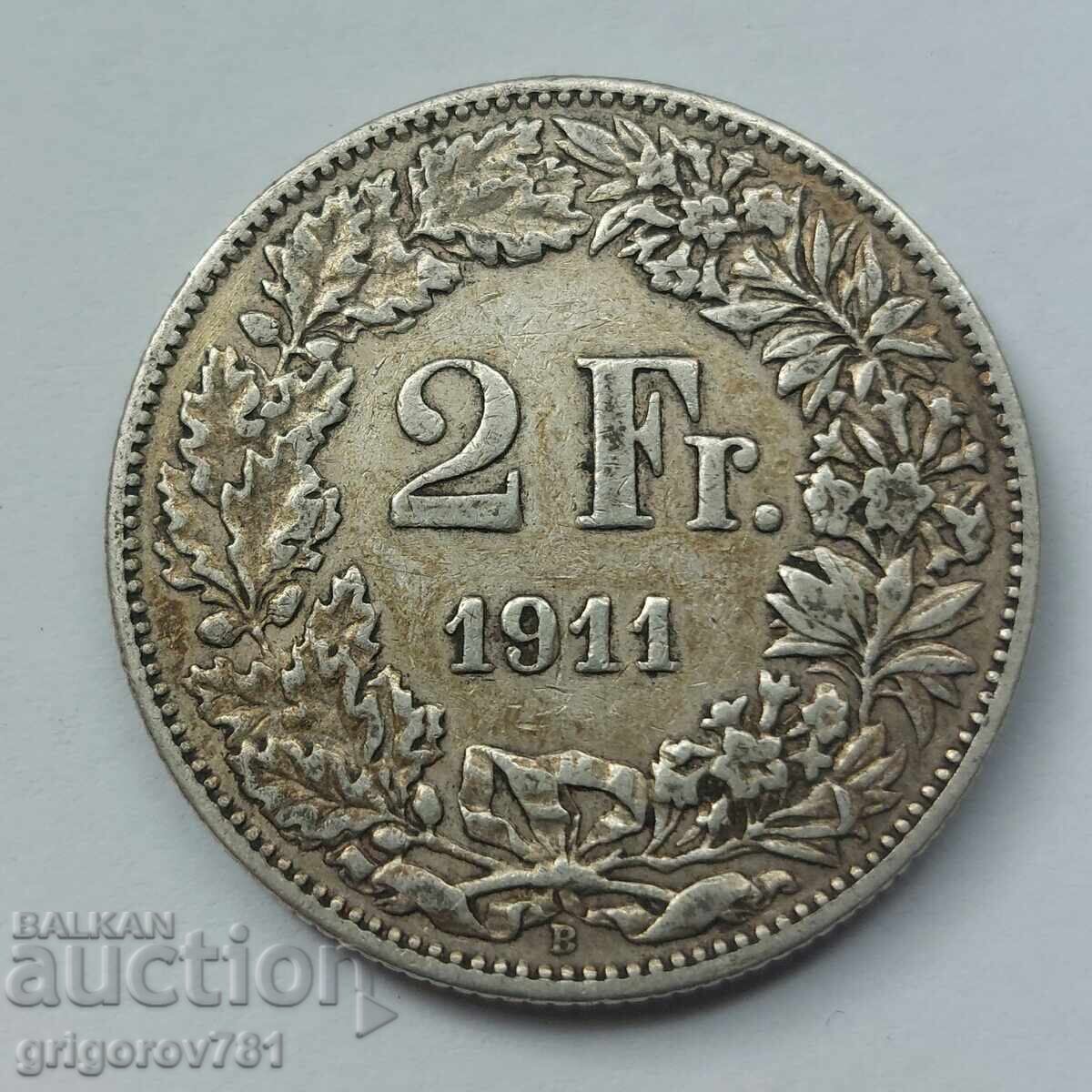 2 franci argint Elveția 1911 B - monedă de argint #11 2 franci argint Elveția 1911 B - monedă de argint #11
