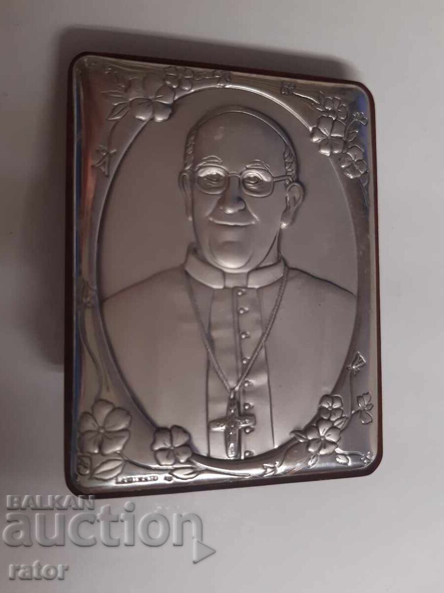 Plachetă de birou Papa FRANCISC, ARGINTIE Plachetă de birou Papa FRANCISC, ARGINTIE