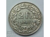 2 φράγκα ασήμι Ελβετία 1945 B - ασημένιο νόμισμα #14
