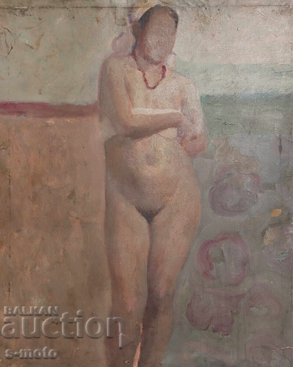 Licitație Tablou vechi în ulei, nud