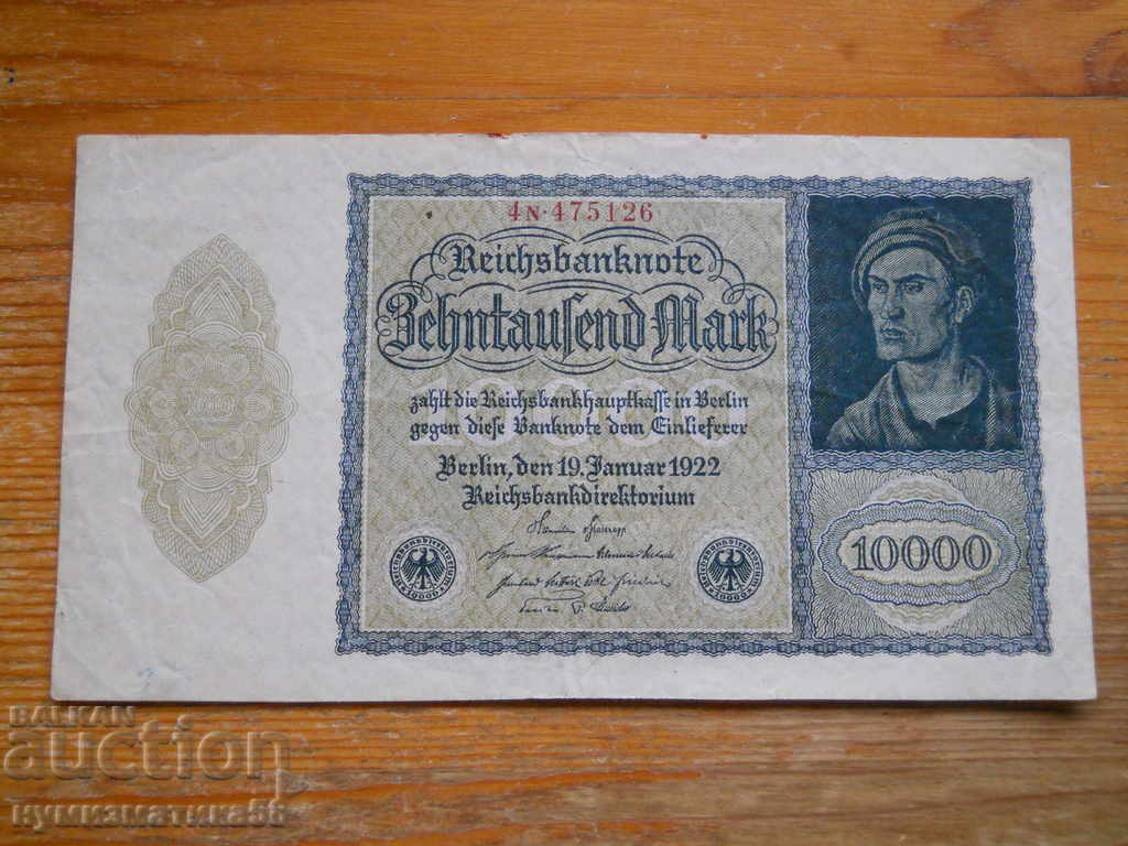 10000 de mărci 1922 - Germania - Republica Weimar (VF) 10000 de mărci 1922 - Germania - Republica Weimar (VF)