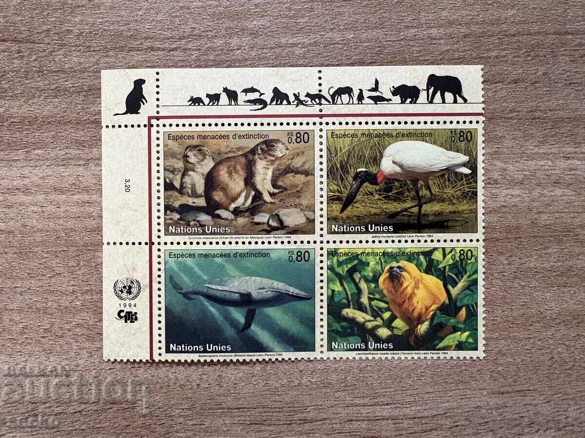 ONU Geneva - Animale pe cale de dispariție (1994) MNH