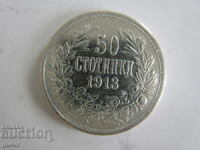 BZC❌Regatul Bulgariei/50 stotinki 1913/argint/PENTRU COLECȚIE❌BZC