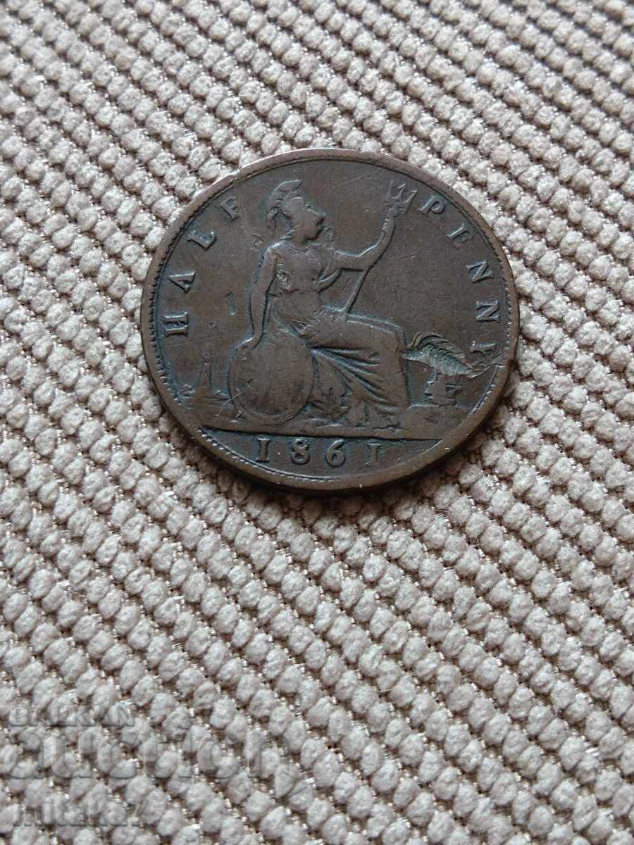 1/2 πένα 1861, Μεγάλη Βρετανία