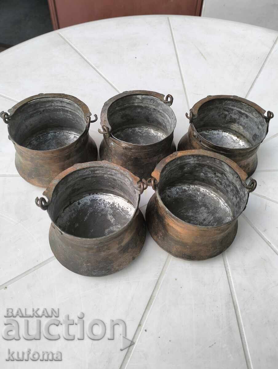 Small copper buckets 5 pieces