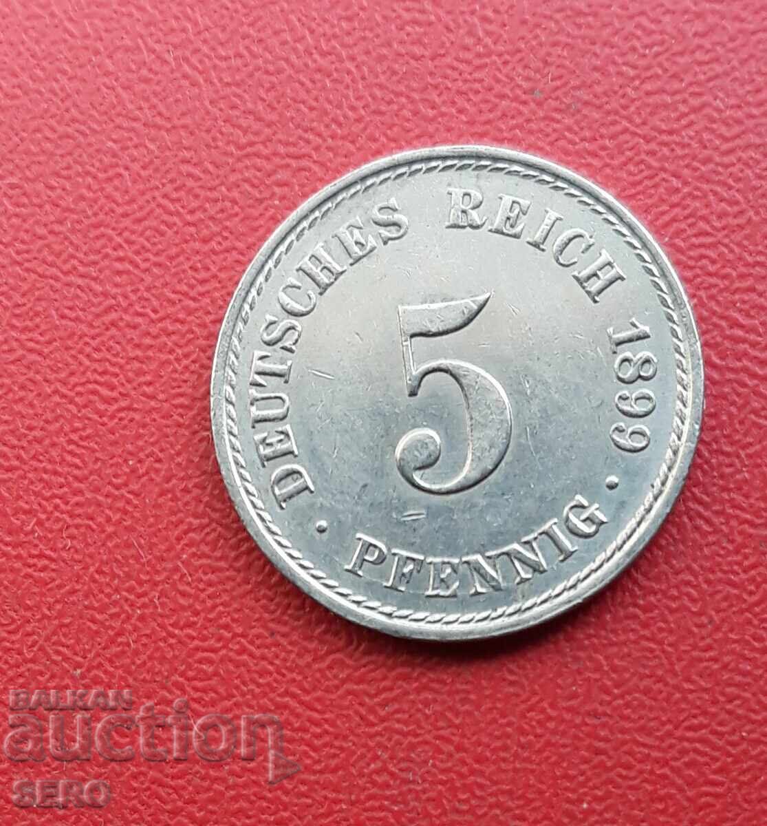 Germania-5 pfennigi 1899 A-Berlin-stare excelentă
