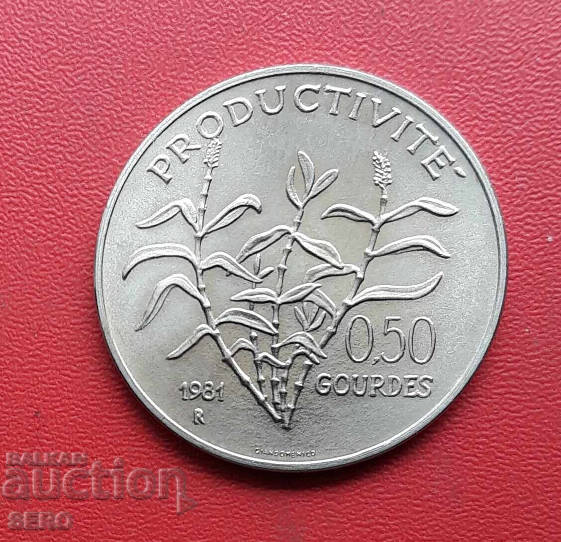 Haiti-0.5 Gourdes 1981 F.A.O.-extremely rare-mintage 15,000 pcs
