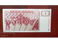 Slovenia 5 tolari 1990 UNC