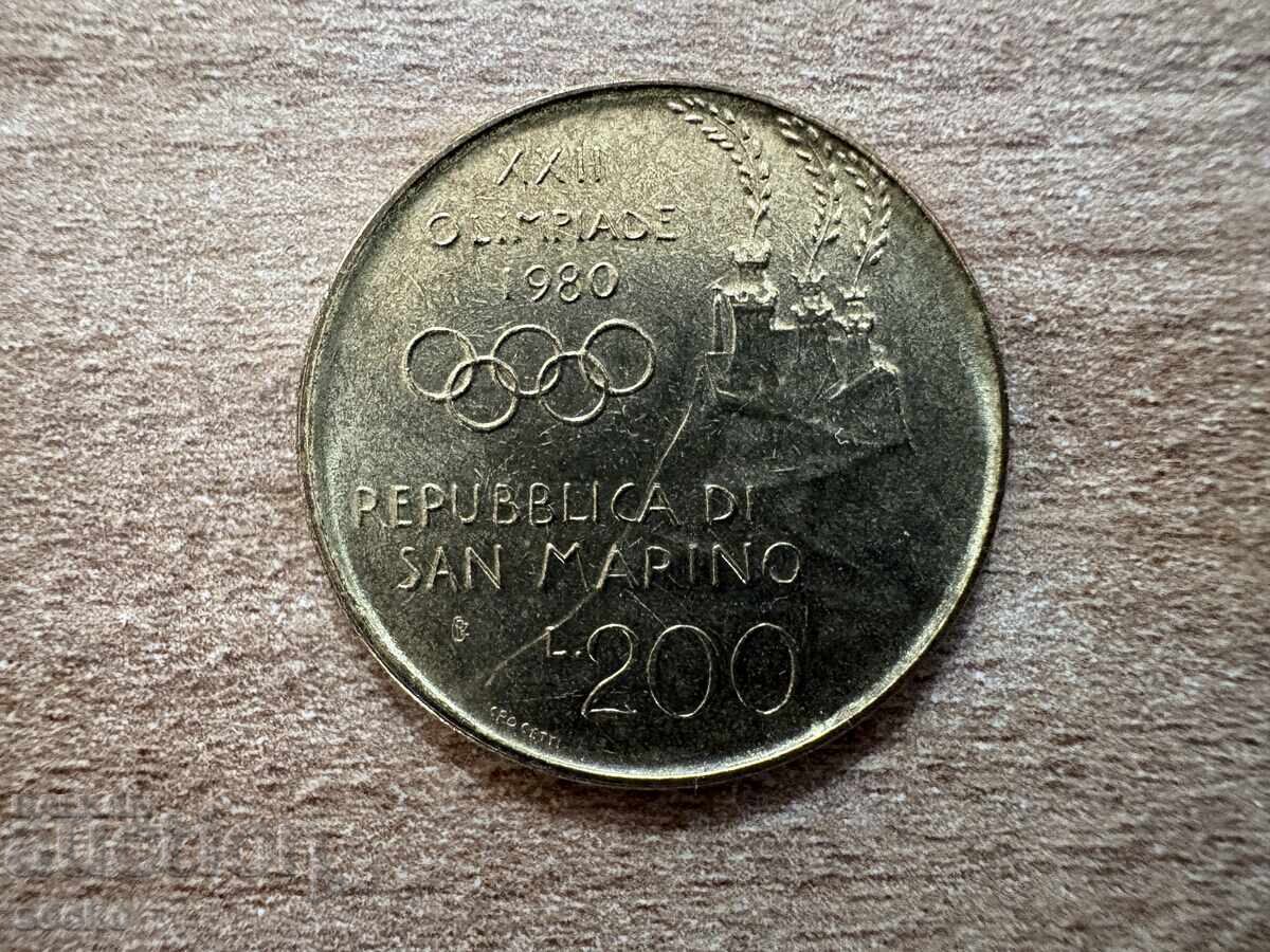 San Marino - 200 lire (1980) - XXII Summer Olympic Games