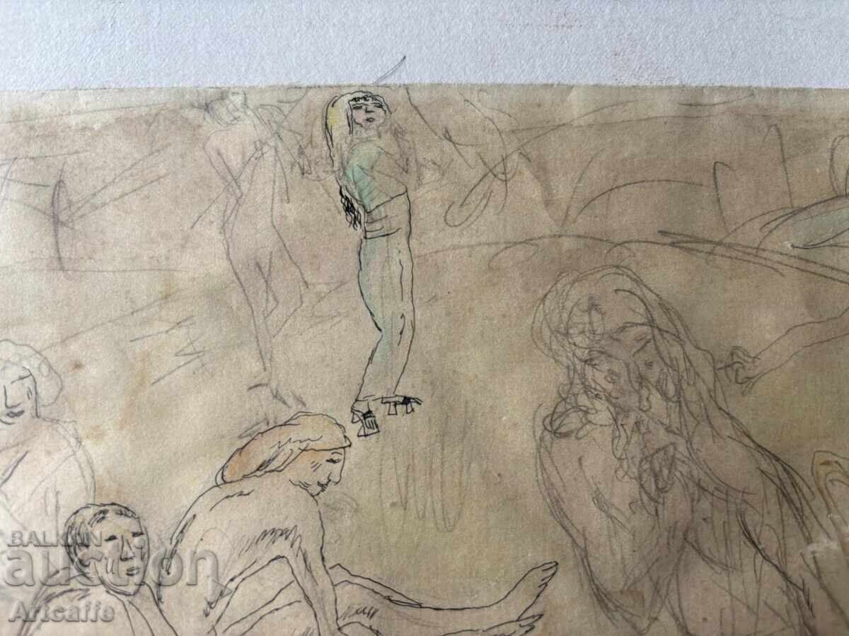 Jules Pascin - desen original tehnică mixtă, 1908 - 6 Jules Pascin - desen original tehnică mixtă, 1908 - 6