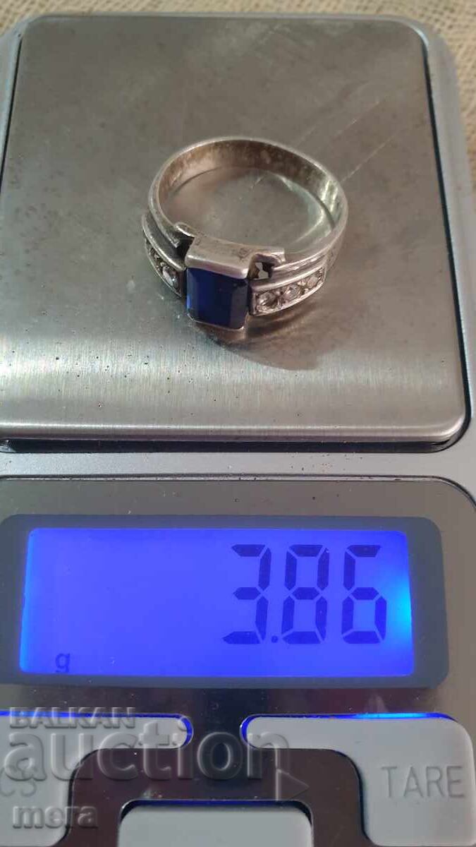 Inel din argint cu turcoaz și pietricele albe - 5 Inel din argint cu turcoaz și pietricele albe - 5