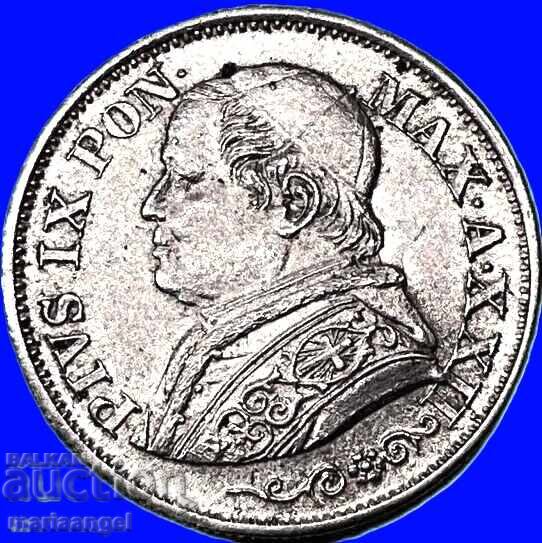 Licitație 10 soldi 1868 Vatican Pius VI anno XXIV argint