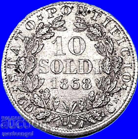 10 soldi 1868 Vatican Pius VI anno XXIV argint - 6