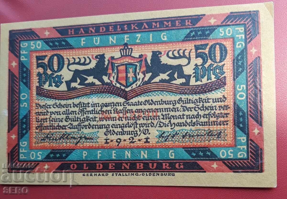 Bancnota-Germania-Saxonia-Oldenburg-50 Pfennig 1921