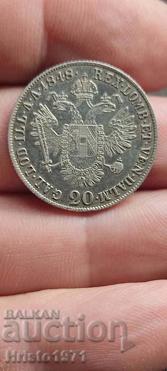 20 kreĭtseri 1848 cu preț € 60.00 | 117.35 BGN 20 kreĭtseri 1848 cu preț € 60.00 | 117.35 BGN
