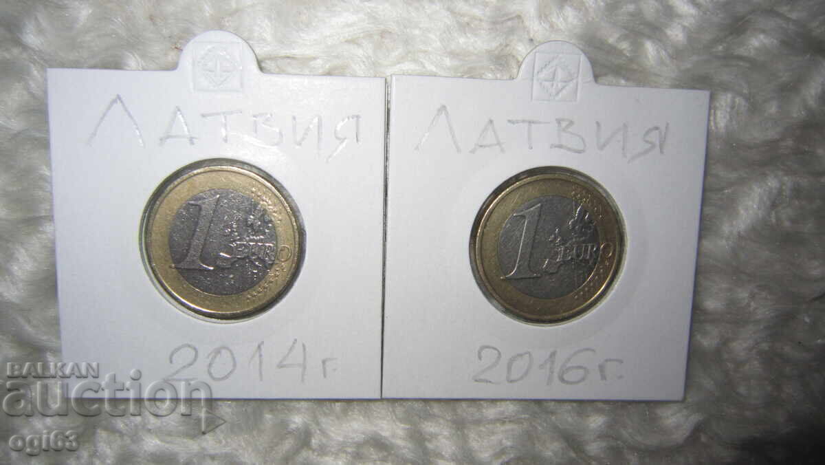 Lot de monede de 1 Euro 2014/2016 din Letonia