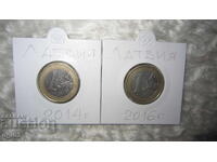 Lot of 1 Euro coins 2014/2016 from Latvia