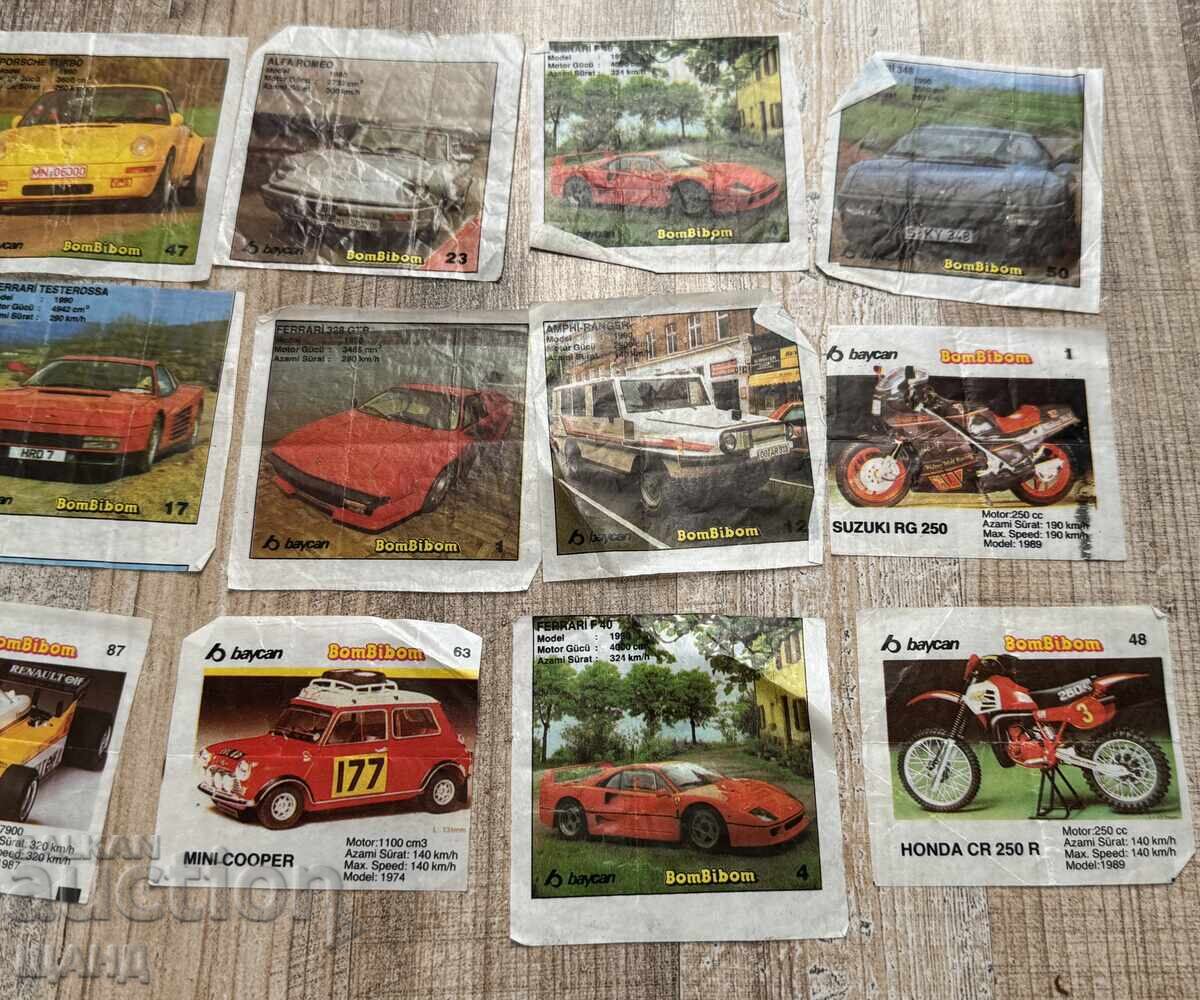 BomBibom Lot imagini vechi de la gumă de mestecat mașini motociclete 16 buc cu preț € 10.35 | 20.24 BGN