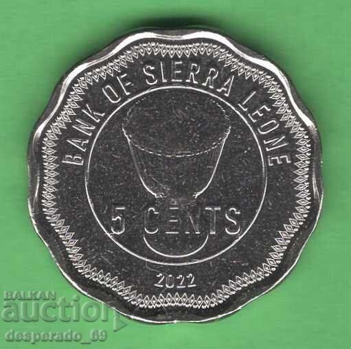(¯`'•.¸ 5 cenți 2022 SIERRA LEONE UNC ¸.•'´¯)