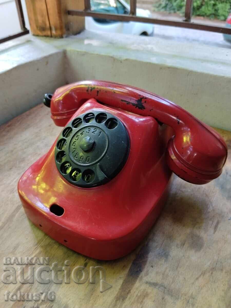 Frumos telefon vechi bulgăresc din bachelită - roșu - 7