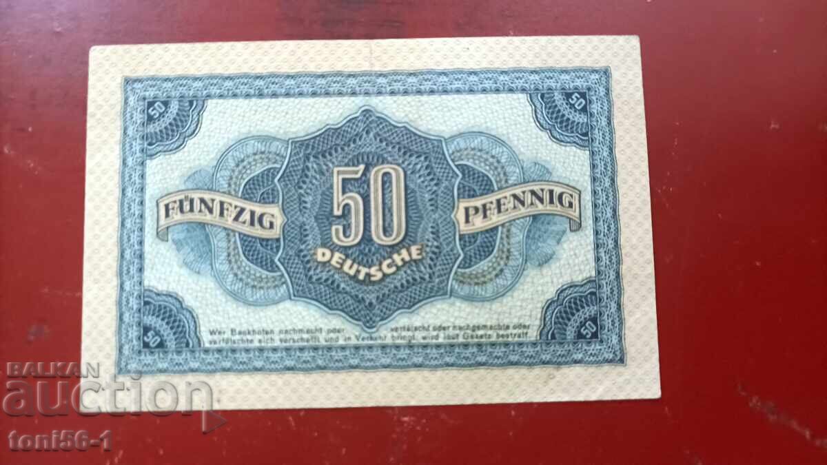 Γερμανία 50 πένιγκ 1948 - ένα γράμμα με τιμή € 7.00 | 13.69 BGN Γερμανία 50 πένιγκ 1948 - ένα γράμμα με τιμή € 7.00 | 13.69 BGN