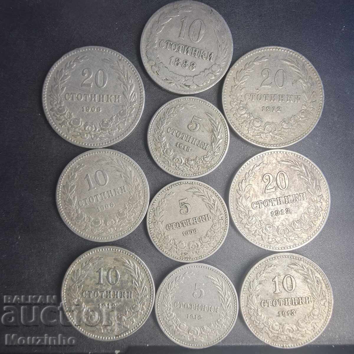 5, 10, 20 stotinki 1888 1906 1912 1913 Principatul Bulgariei 1